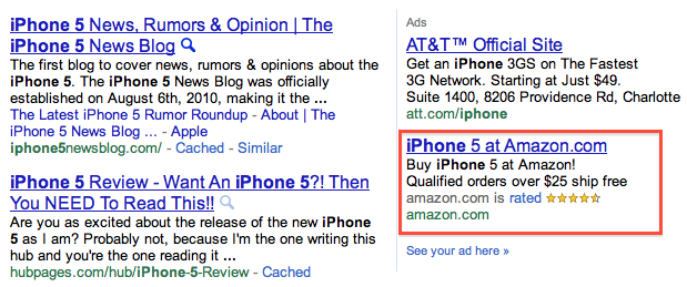 Amazon Advertises â€œiPhone 5â€³ on Google